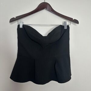 EXPRESS Women's Black Textured‎ Strapless Peplum Corset Zipper Front Top Size 6